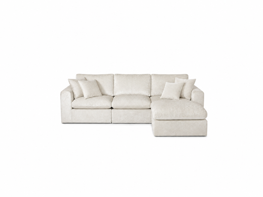 Cloud-Like Chenille Modular 3-Seater Chaise Sofa