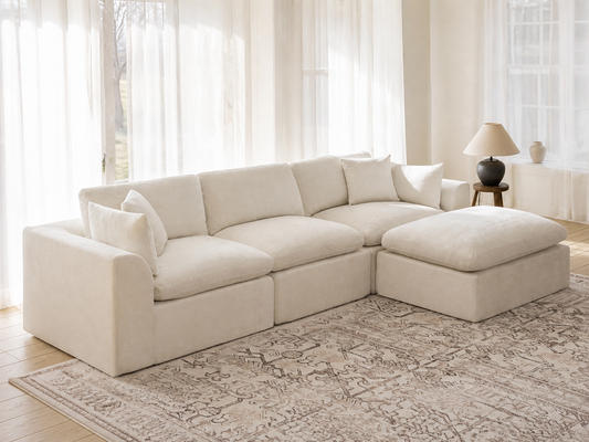 Cloud-Like Chenille Modular 3-Seater Chaise Sofa